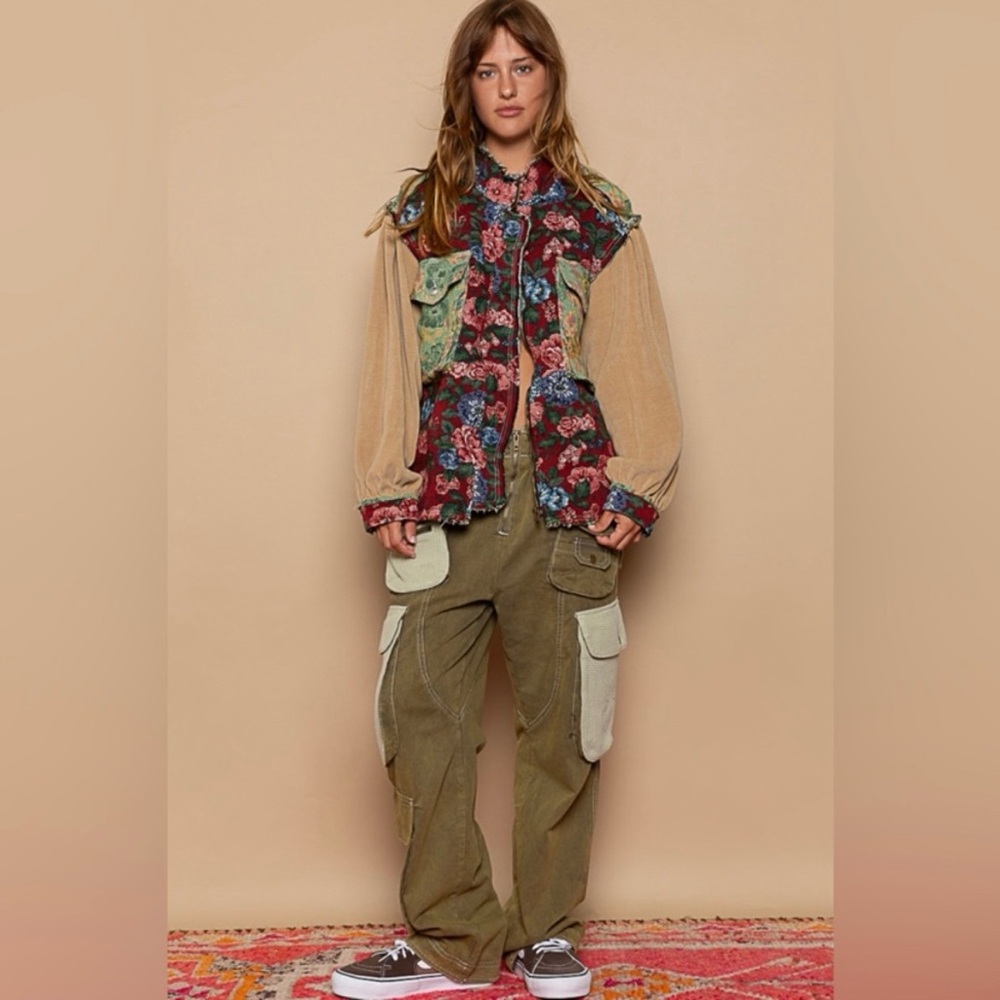 Pol Oversized Floral Patchwork Jacket - image 1